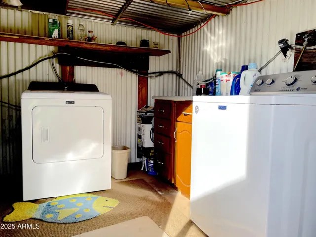 Outdoor laundry room with extra storage