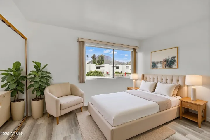 Upstairs secondary bedroom virtually staged
