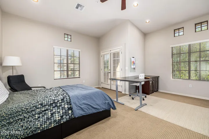 Located upstairs with a split floor plan.