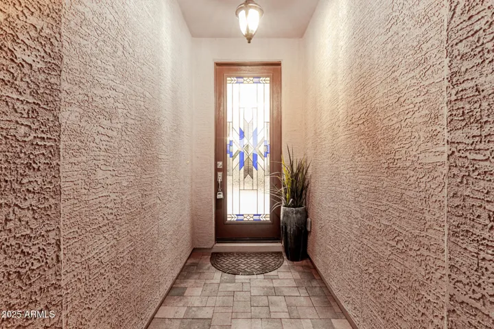 Custom Glass Front Door greets friends & neighbors