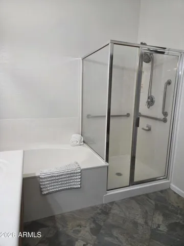 separate tub and shower. Contact paper removed from original photos