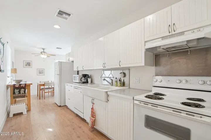 Full kitchen with dining area in 2-bedroom apt