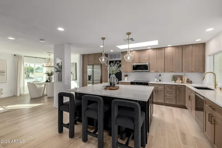 Kitchen with large Island With wine cooler