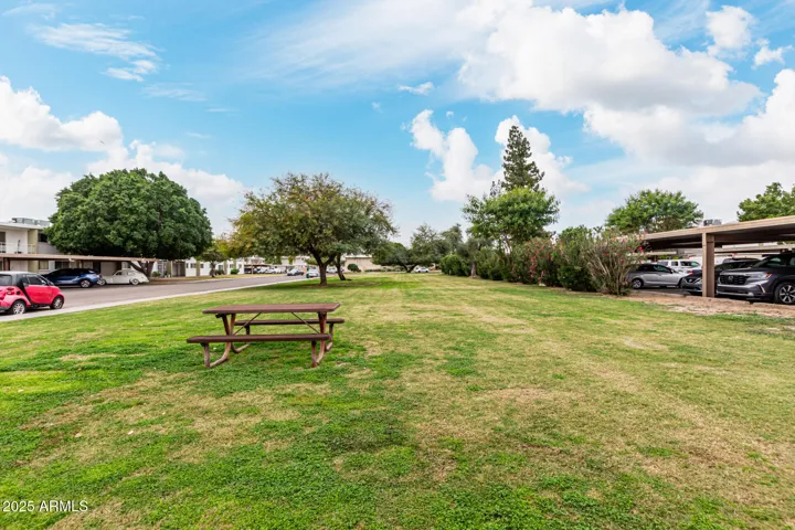 Picnic area SW of building.
