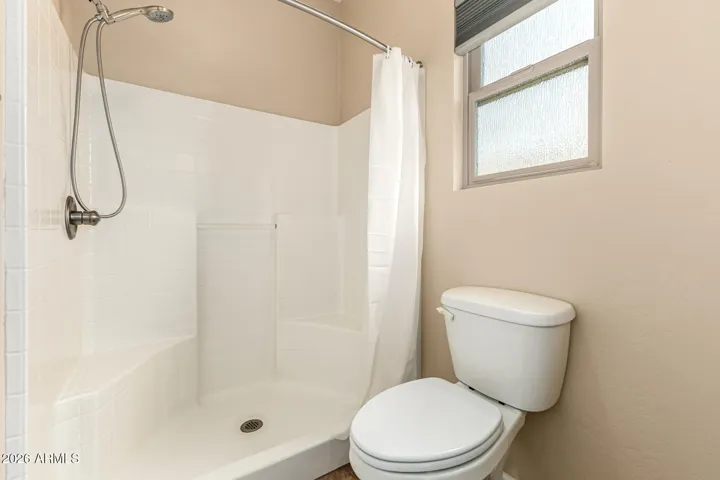 Large walk-in shower in the casita with a window that opens! The Vanities are outside the shower/toilet area to allow multiple people to use.