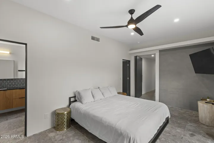 Primary bedroom with walk in closet