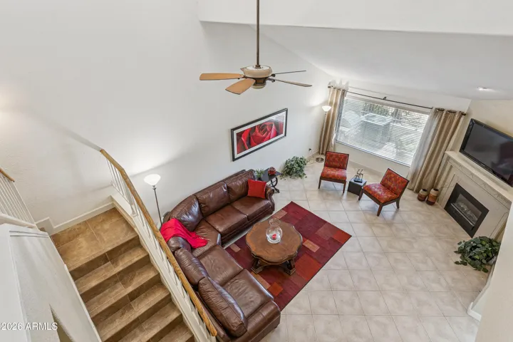 View from upstairs into Living Room