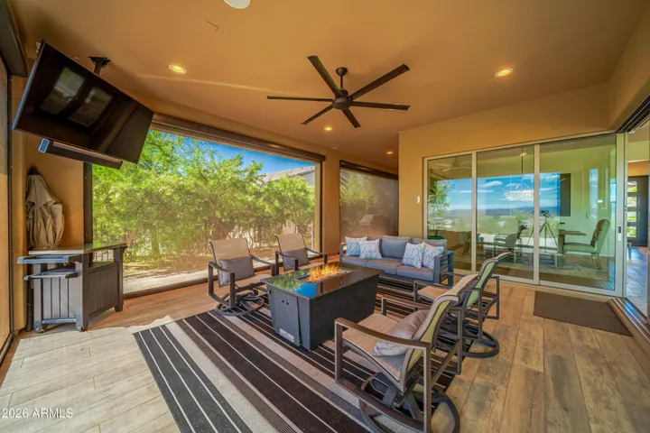 Patio off Family Room w/ Rolling Sun Shades