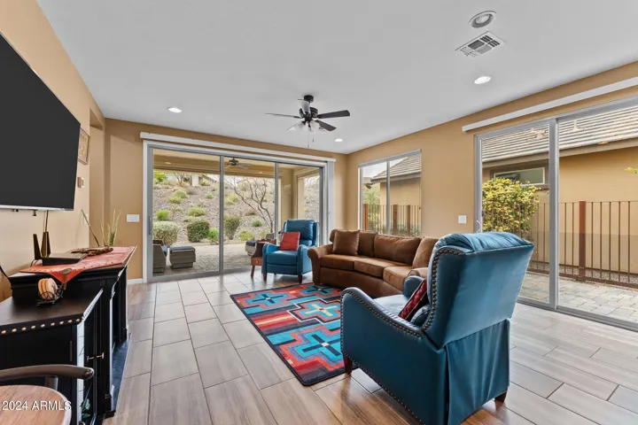 Great room has 2 glass sliders