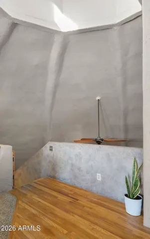 This landing leads to lower level living.