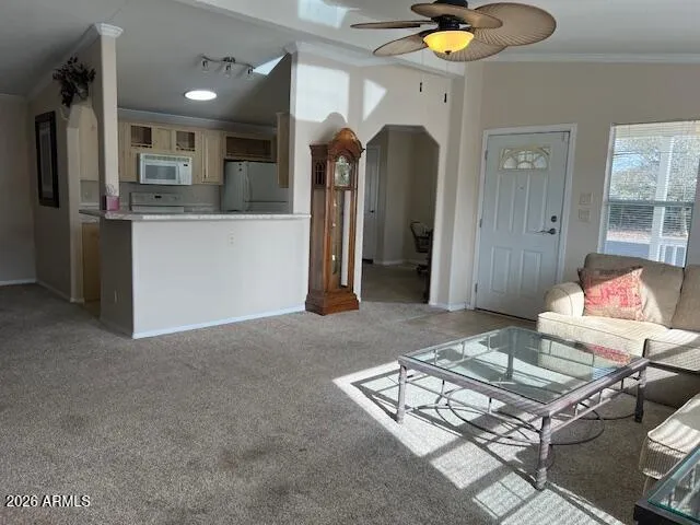 Looking into kitchen from living room