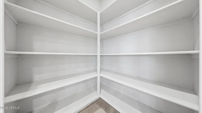 Kitchen with large walk in pantry