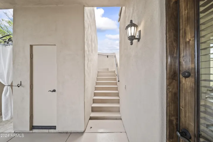 Wide Stairway to the Deck and Ample Storage for your Pool Toys