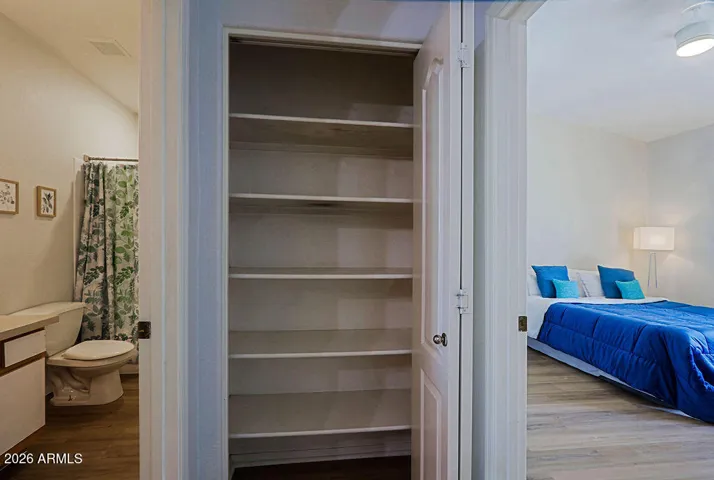 Large Hall Closet between Bath and Bed Rooms.