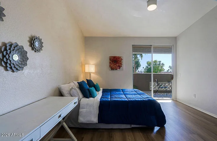 Bedroom viewed from entrance to spacious Walk-in Closet.