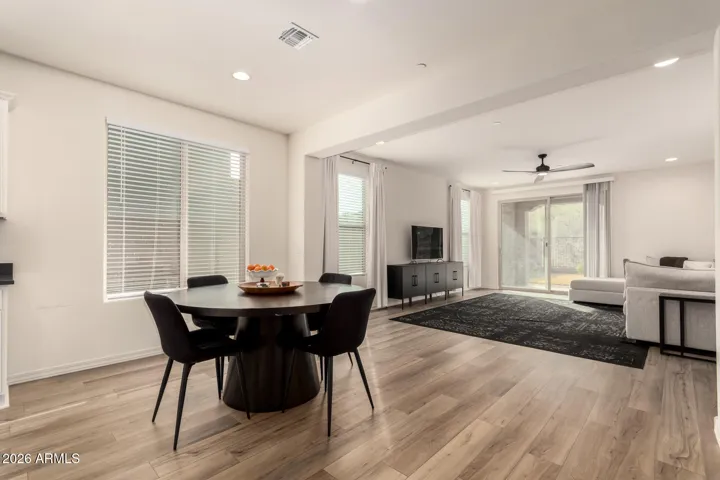 Ceilings and an airy layout make the room feel bright and inviting.