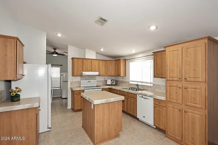 Kitchen with an island and pantry