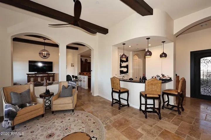 Wet bar view from living area