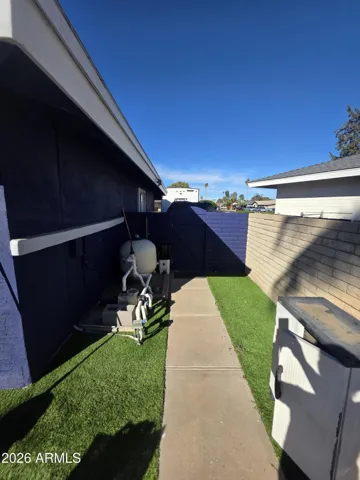 East Side yard with new pool equipment