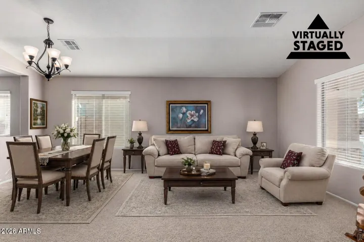 The front living & dining has been virtually staged to show the potential furniture configuration for this space.