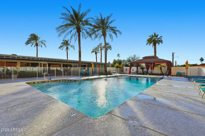 Resort Style Swimming Pool at LandMark Towers complete with Cabanas.