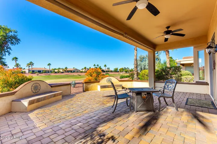 Large backyard patio to enjoy the 1st hole of the Corte Bella golf course!