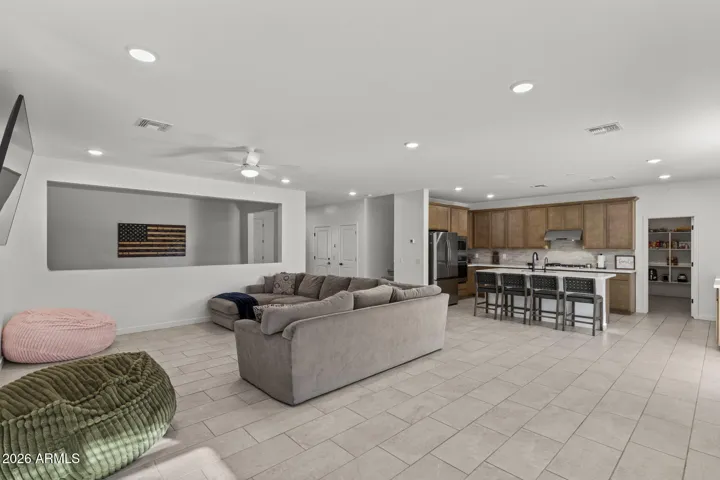 Living room open to kitchen