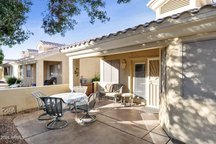 EAST FACING PATIO OFFERS JUST ENOUGH SUN / SHADE COMBO