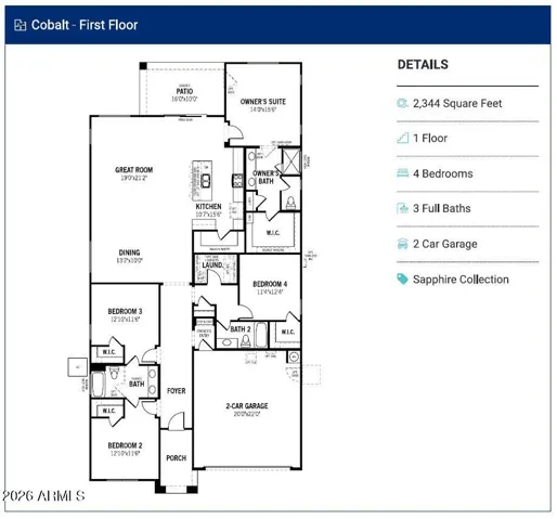 Base floorplan shown. Actual floorplan may vary based on architectural options not shown, when applicable.