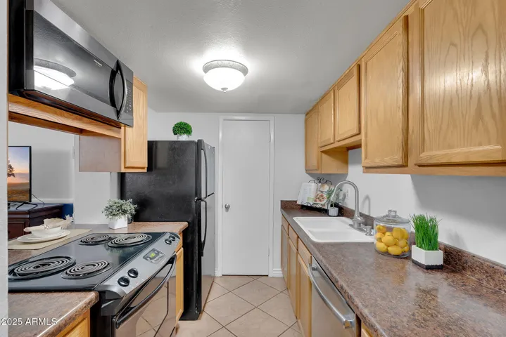 Kitchen with pantry.
