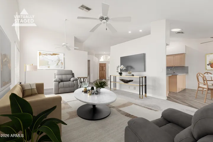Great room staged