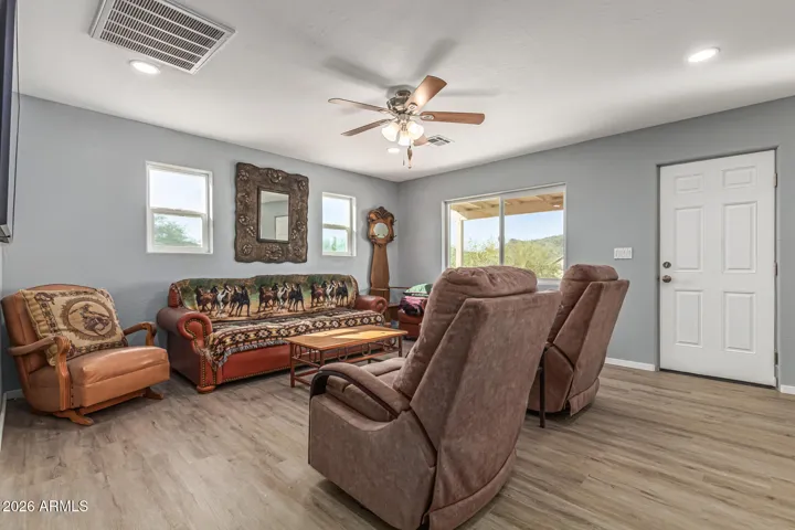 CEILING FAN & RECESSED LIGHTING IN GREAT ROOM
