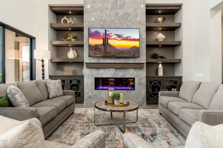 20 ft Ceilings, 55" Electric Color Changing Fireplaces