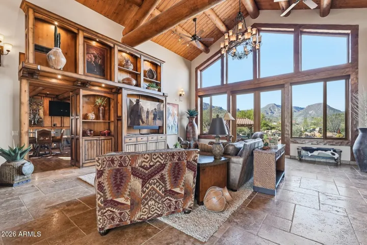 Floor to ceiling windows frame Elephant Mountain