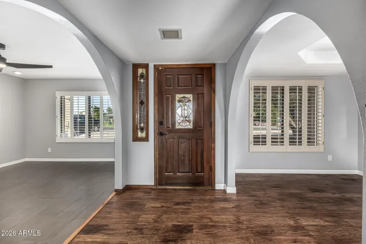 Entry, Den on the left, formal dining room on the right