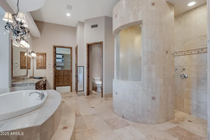 Dual sided walk in glass block shower