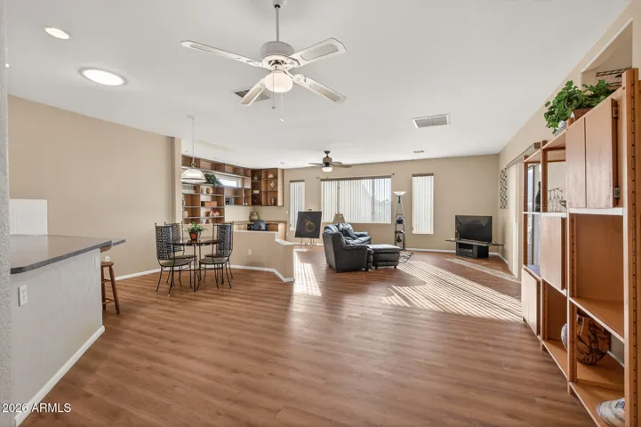 Notice all the space provided by the room addition onto the back of the home.