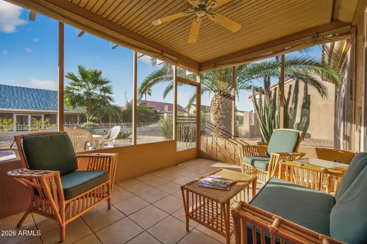 Enjoy the comforts of a screened in patio.