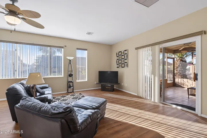 You'll enjoy views of the back yard and patio from the Family Room.