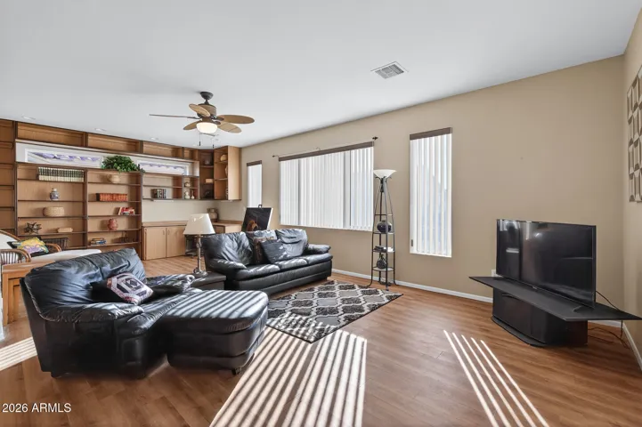The Family Room was expanded to offer more space and an office area.