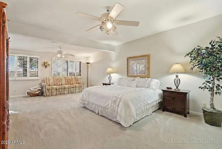 Virtually Staged to Show Option: Second Bedroom but currently being used as expanded family room. Virtually bedroom to show different option.