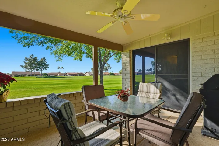 Watch the sunsets and watch the golfers from the south-facing covered patio.