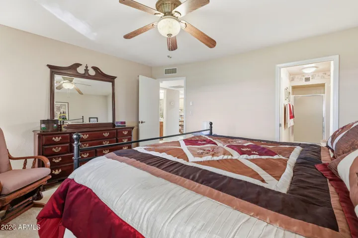 Primary Bedroom with views of private bathroom.