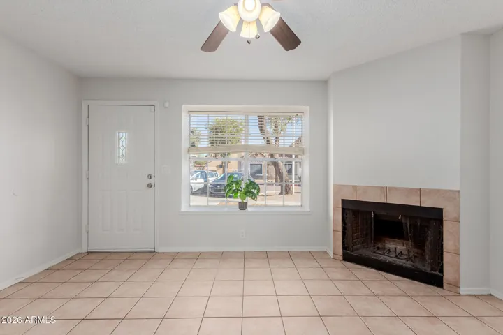 Living room with fireplace