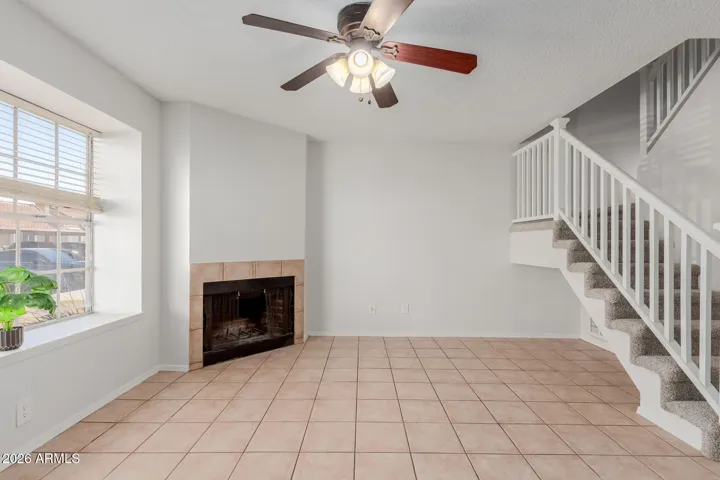 Living room with fireplace