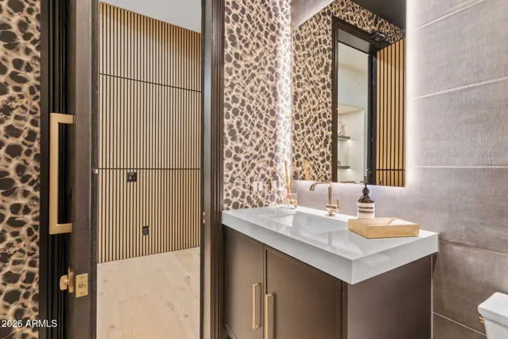 Powder Bath accessible through a hidden door