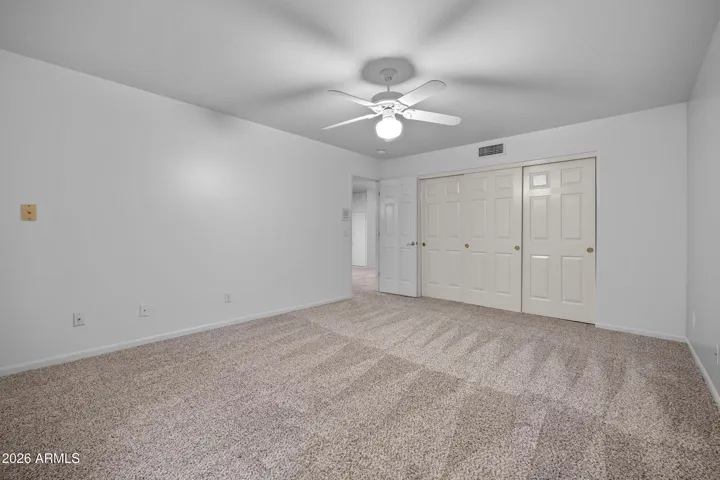 Extended length closet in basement - bedroom