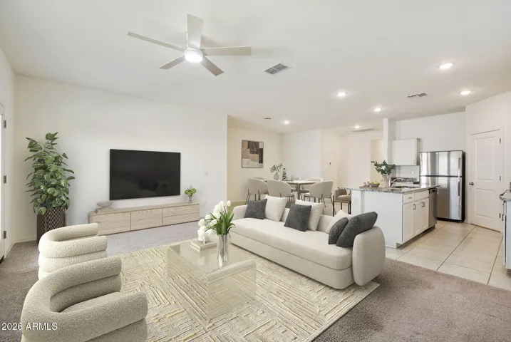 VIRTUALLY STAGED GREAT ROOM AND KITCHEN
