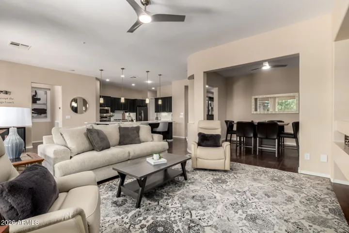 Family room and dining open to the kitchen