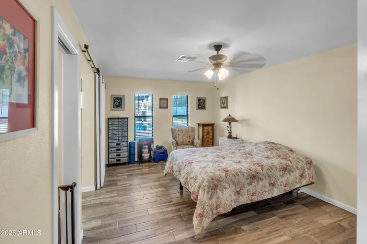 A guest house suite that feels truly livable — spacious primary area, walk-in closet, large vanity, and private shower.